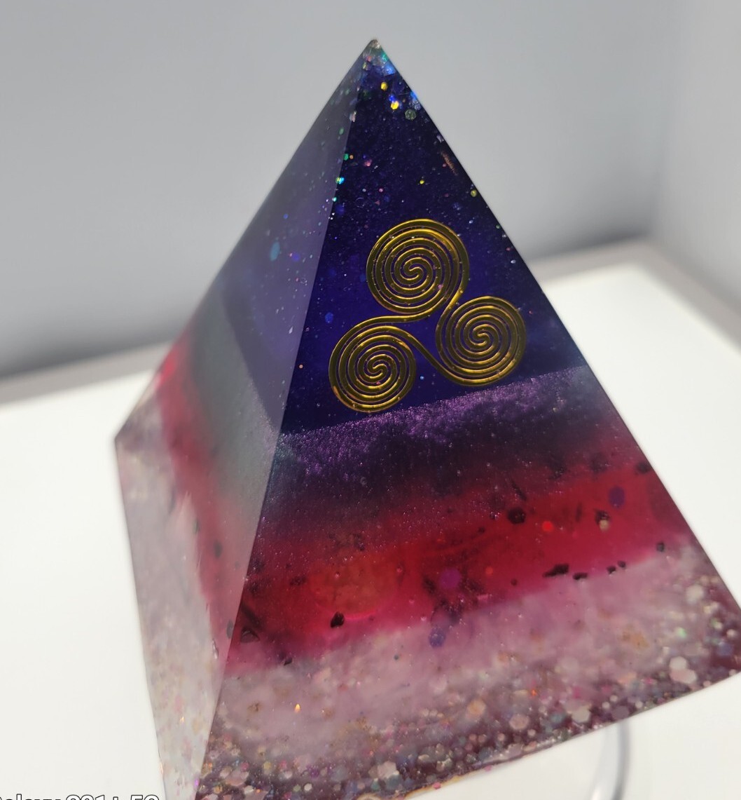 Orgonite Pyramid Triskele Symbolic For The Holy Trinity