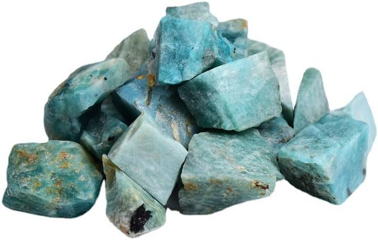 Amazonite Crystal Rough Rocks 2 Lb Bulk Natural Quartz Raw Gemstones for Arts, C