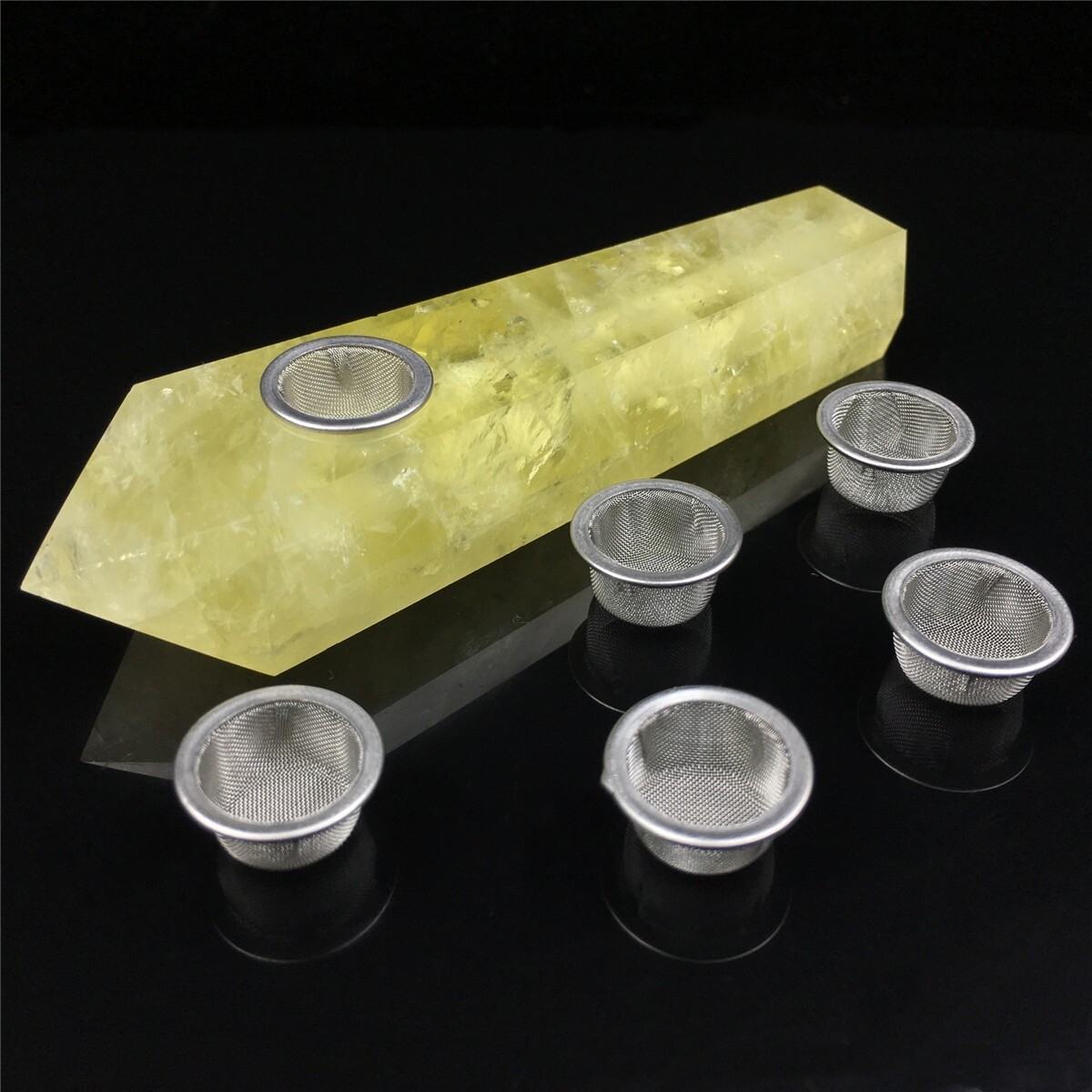 A+ Natural Citrine crystal Smoking Pipe Quartz skull Point Wand Healing gift 1pc