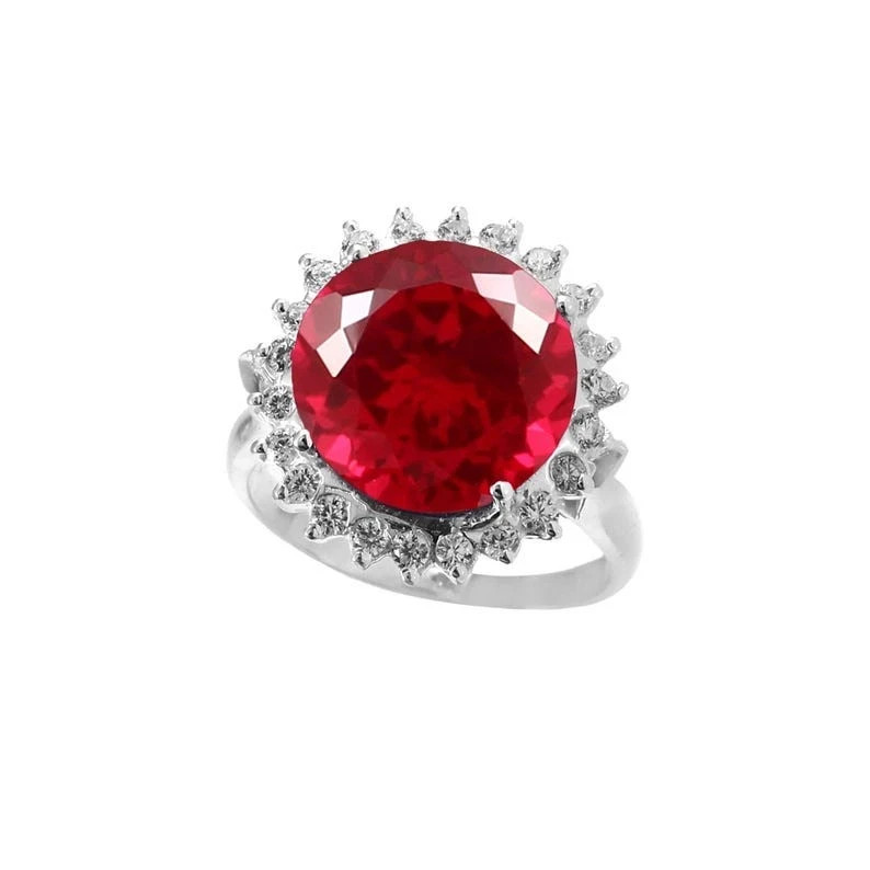 10 Ct Natural Blood Red Ruby Certified Ring In 925 Sterling Silver All Sizes