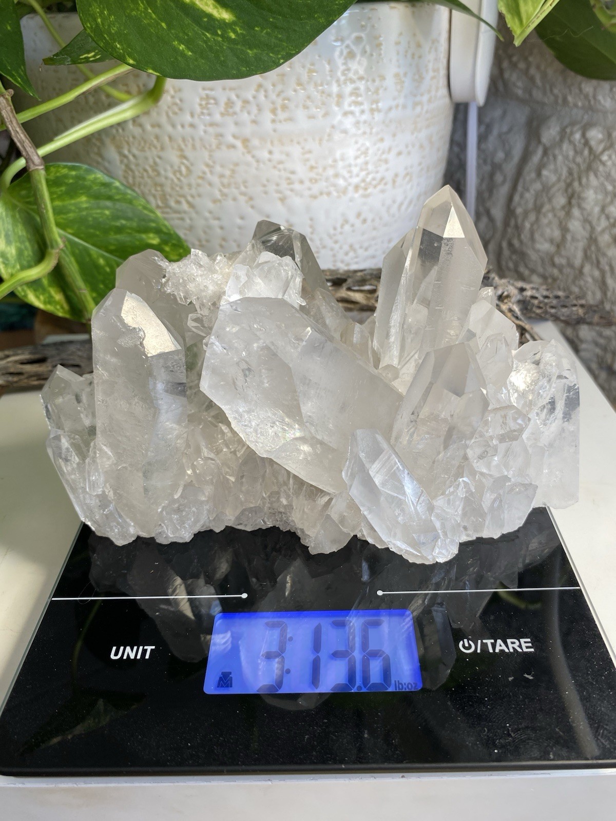 3 Lb 13.6 Oz Clear Quartz Crystal Cluster , Brazil Minerals