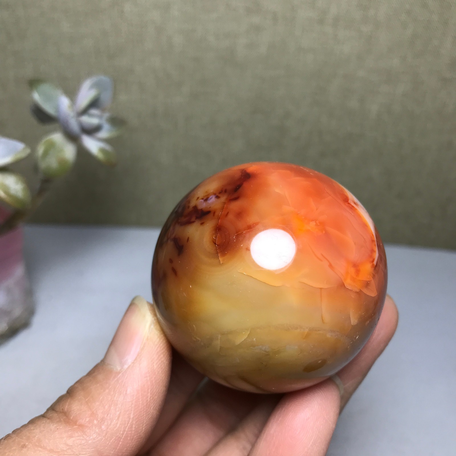 48mm Natural red agate sphere ball Crystal polish/rough specimens 160g A2975