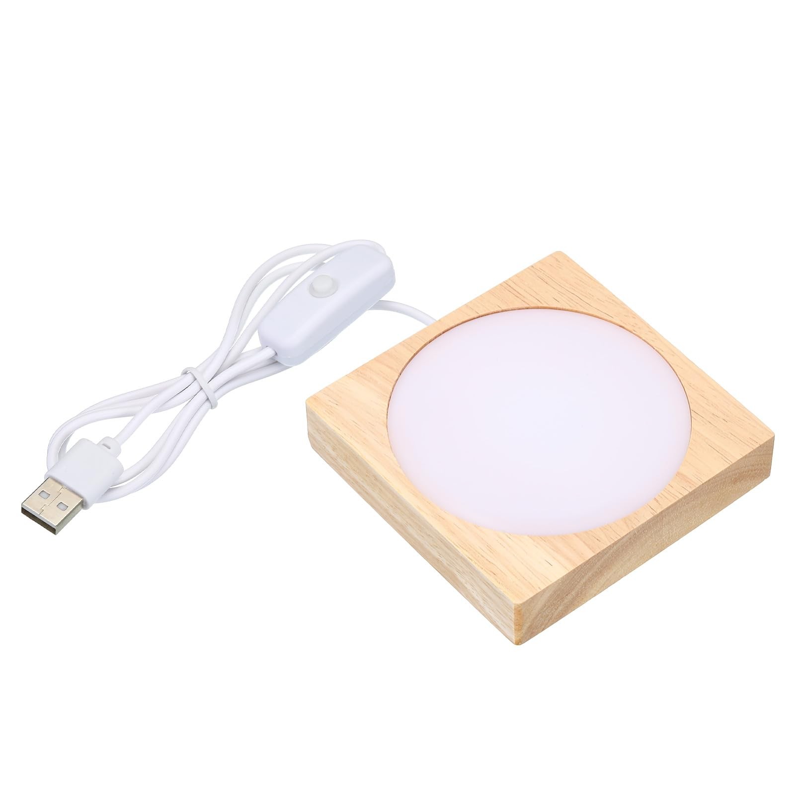 4×4 Inch Wooden Light Base, Wood Light Display Base Stand Lighting with Switc…