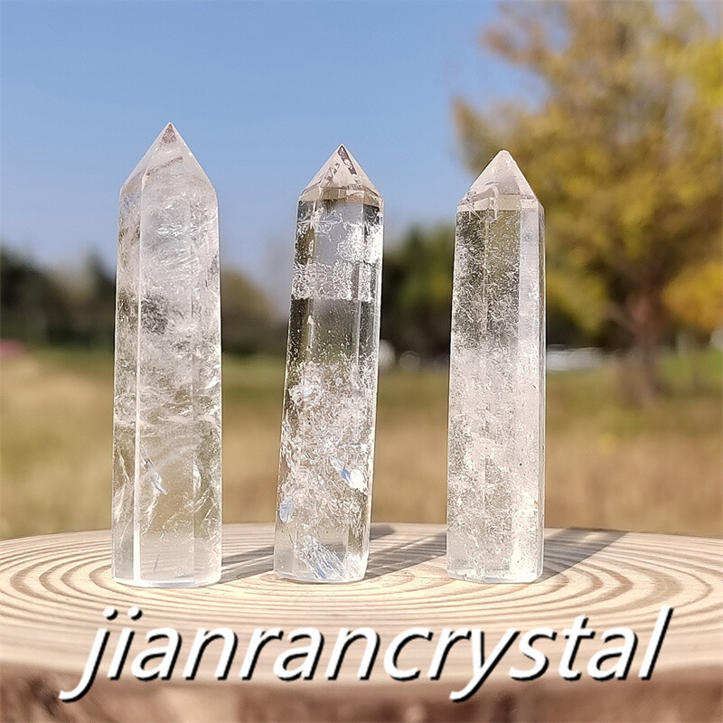 3pcs Natural Clear Quartz Obelisk Crystal Wand Point Tower Healing 5.5cm