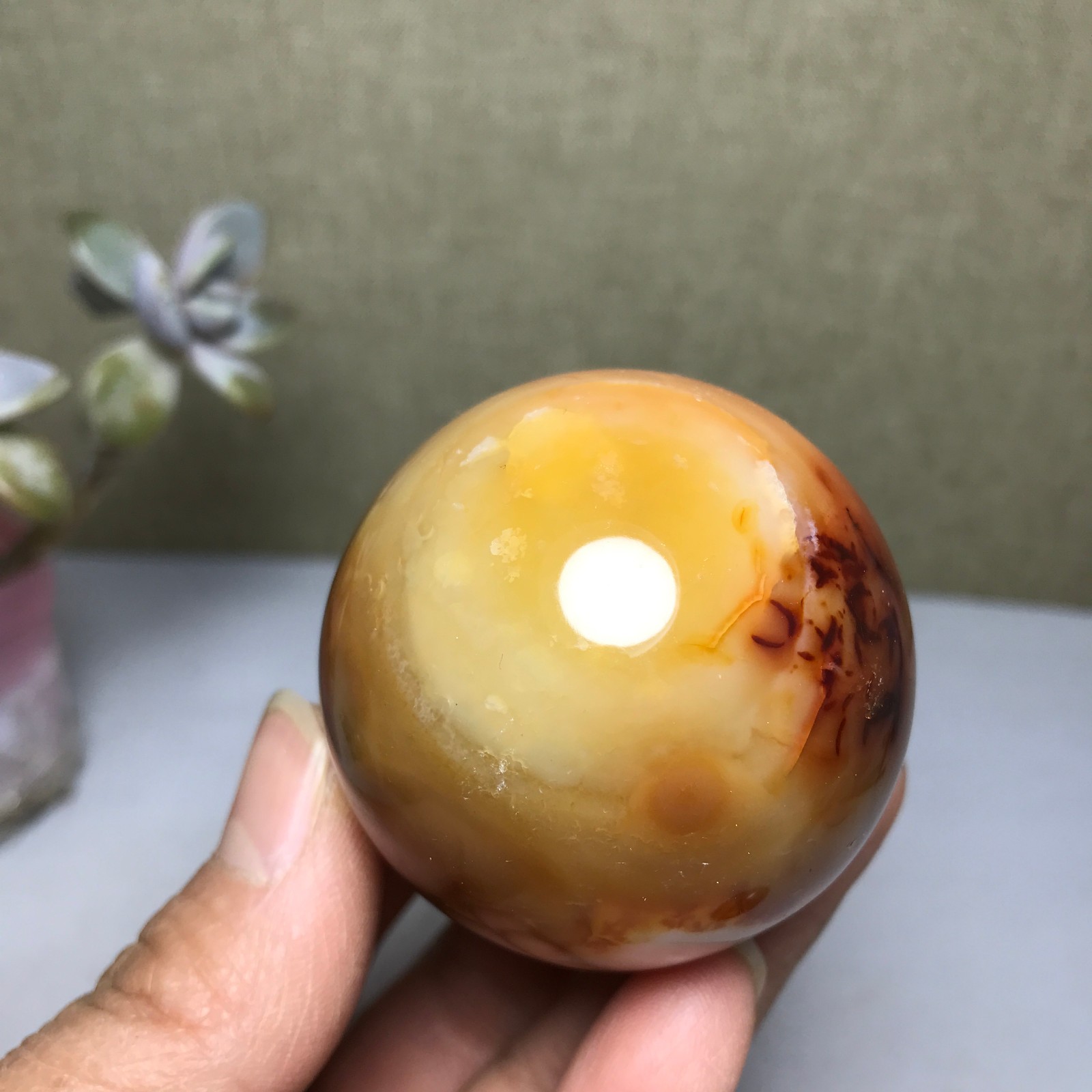48mm Natural red agate sphere ball Crystal polish/rough specimens 160g A2975