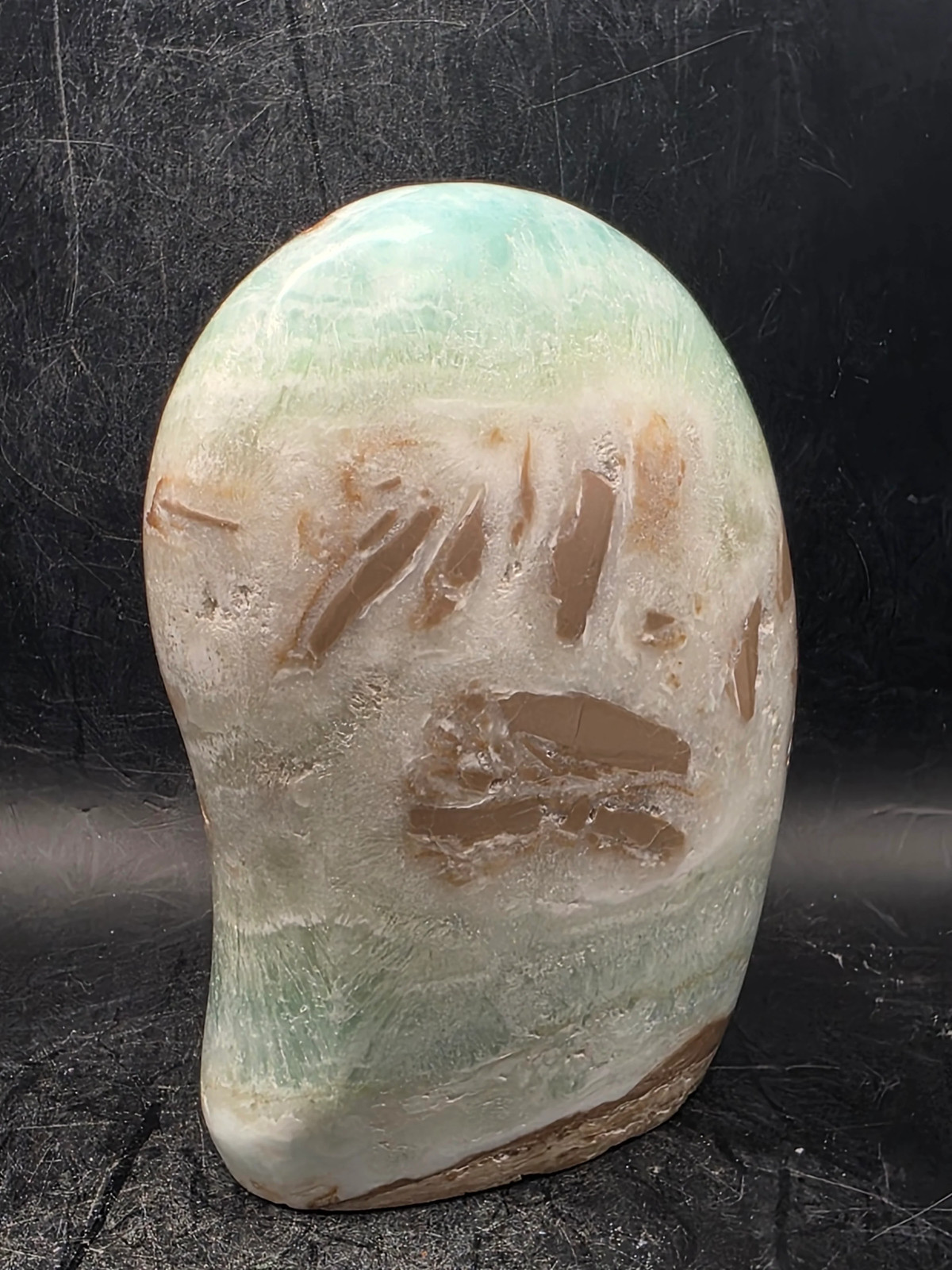 Caribbean calcite free form! 1.2 pounds, 4 inches tall, 2.9 wide!