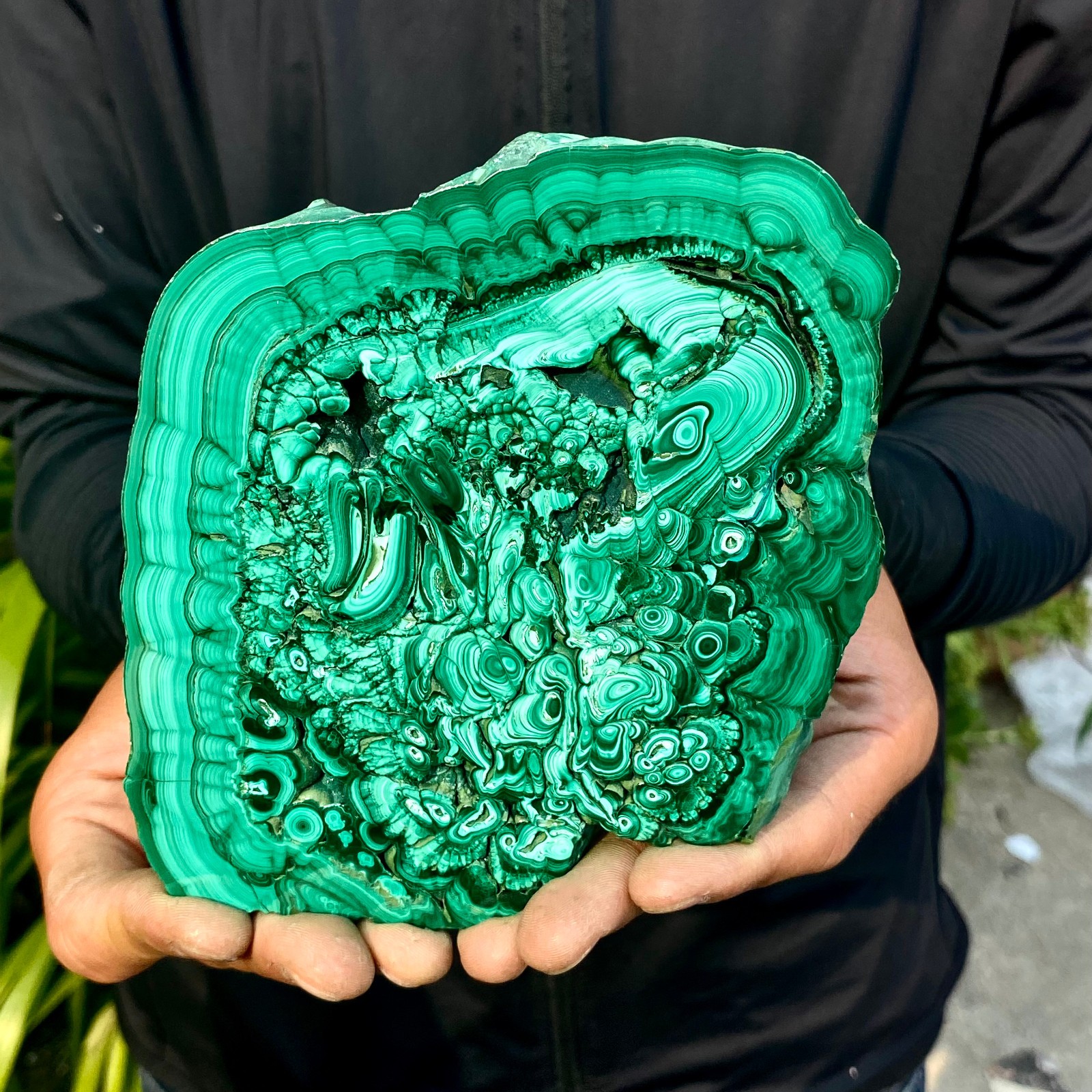 1.48LB Natural Green Malachite Slab Quartz Crystal Slice Ore Specimen Healing