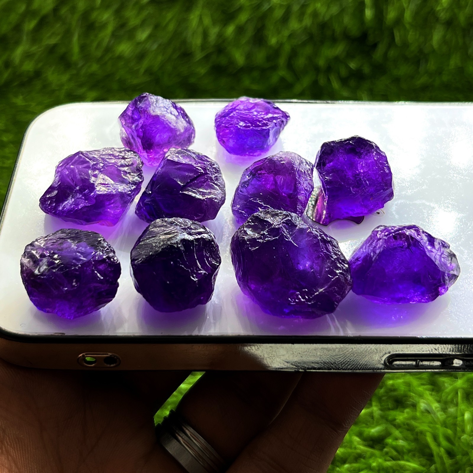 303 Ct Natural Amethyst Rough Lot – 10 Pieces Deep Purple Raw Quartz Crystals