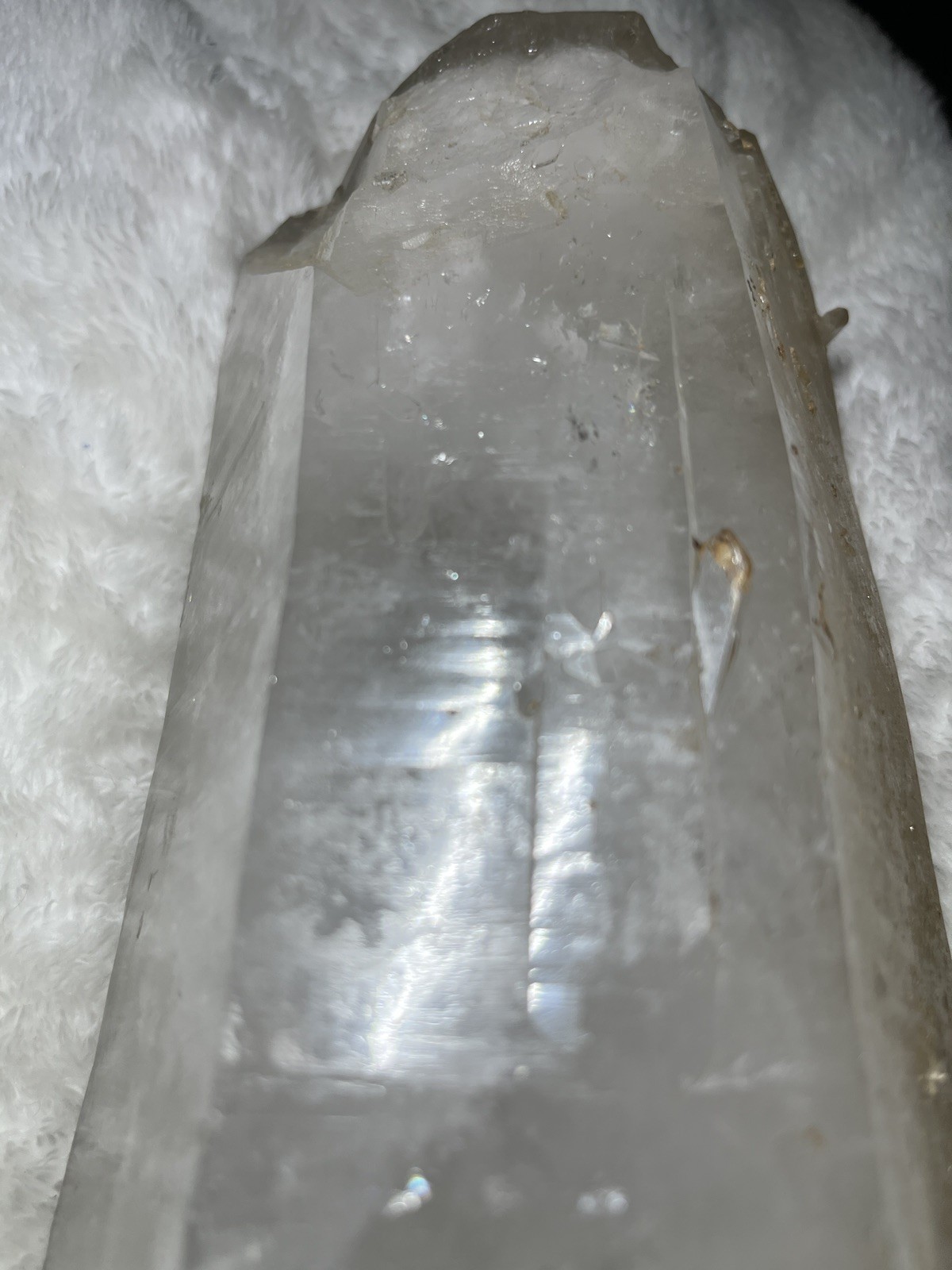 12+pound double terminated completely natural, quartz crystal 14 X 5 X5 inches