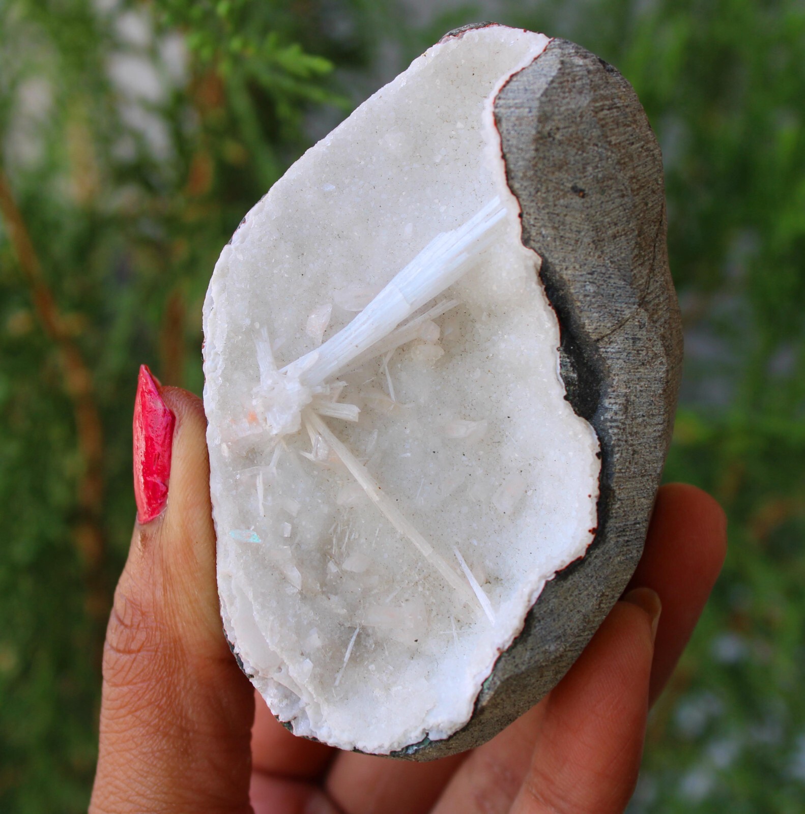 Scolecite In Geode Minerals Specimen ( 8×5 Cm’s) #M54