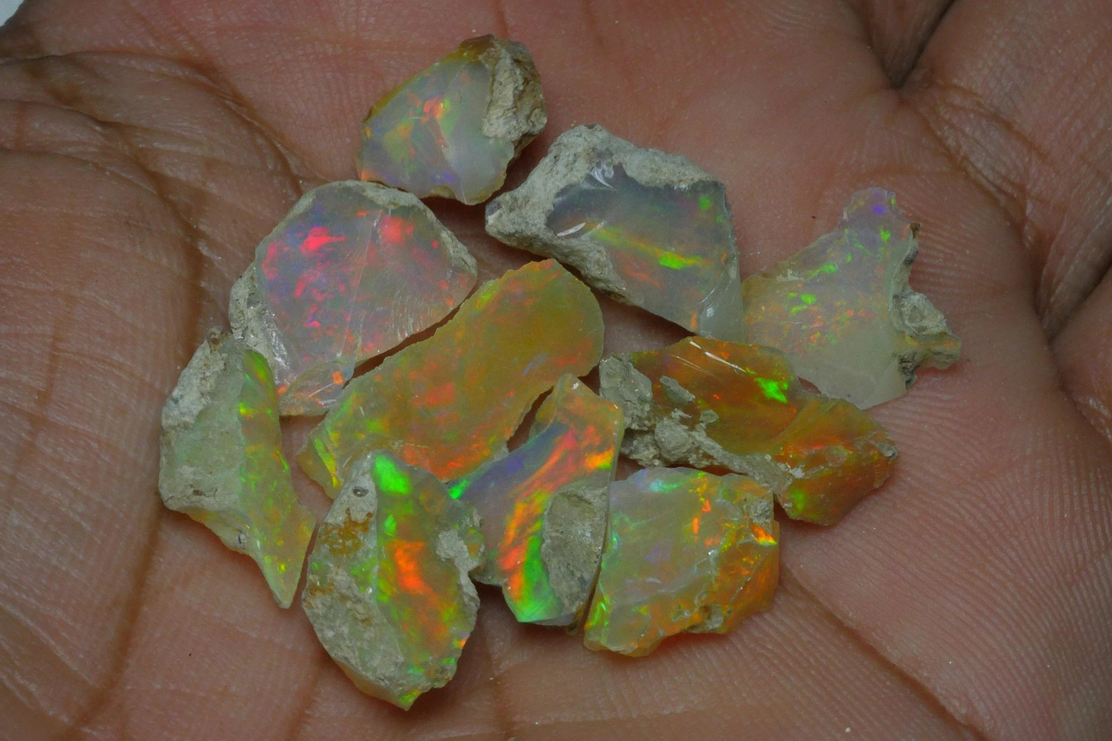 Natural Ethiopian Opal Parcel (10 Pieces, Multicolor Rough Opals)