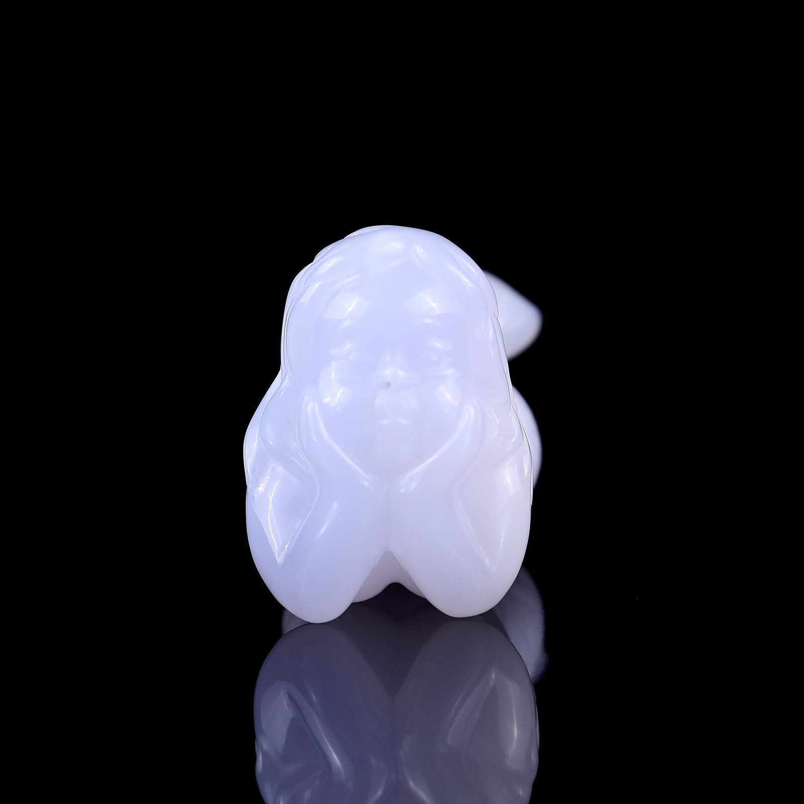 3.9″ Blue Chalcedony Hand Carved Mermaid Sculpture Crystal Healing Carving Decor