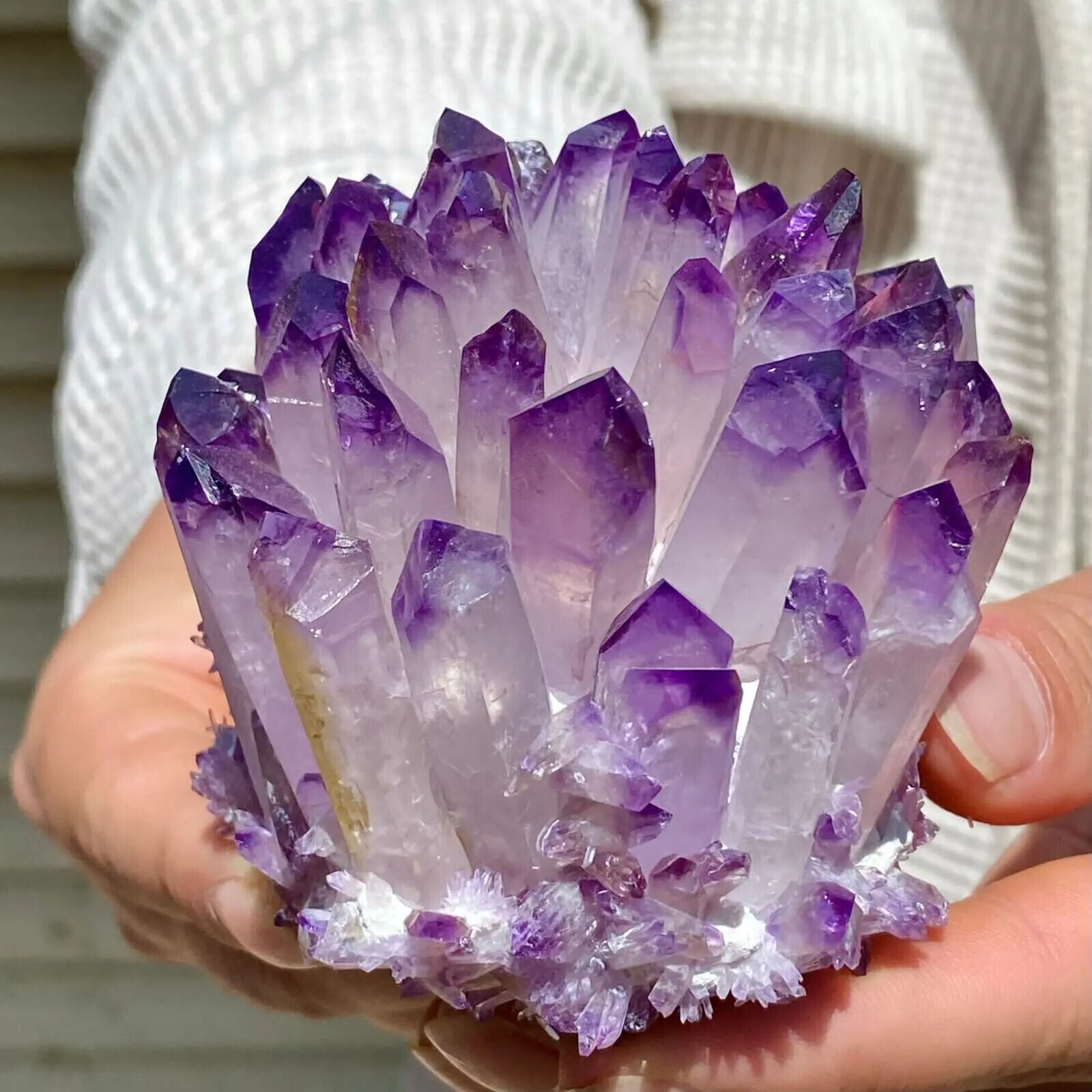 300g+ Raw Light Purple Phantom Amethyst Cluster Crystal Geode Specimens Ornament