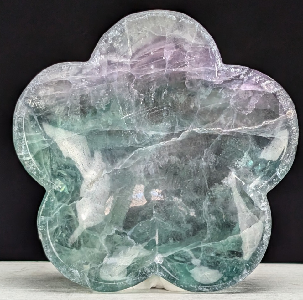 Fluorite Bowl Carving Cloud Crystal Chakra Gemstone Mineral Reiki