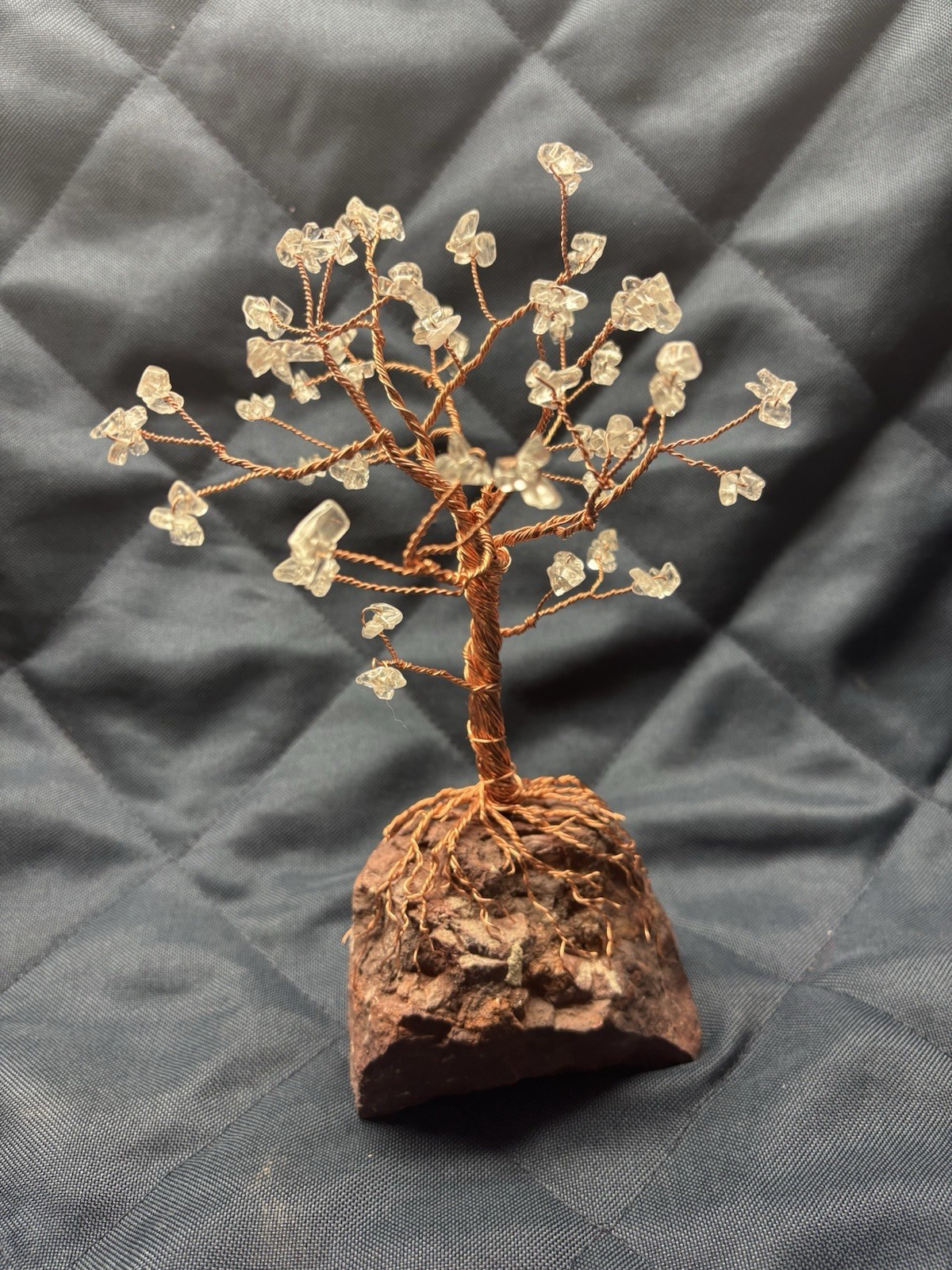 Chakra Tree On A Iron Rock With Copper Branches And Clear Quartz ￼