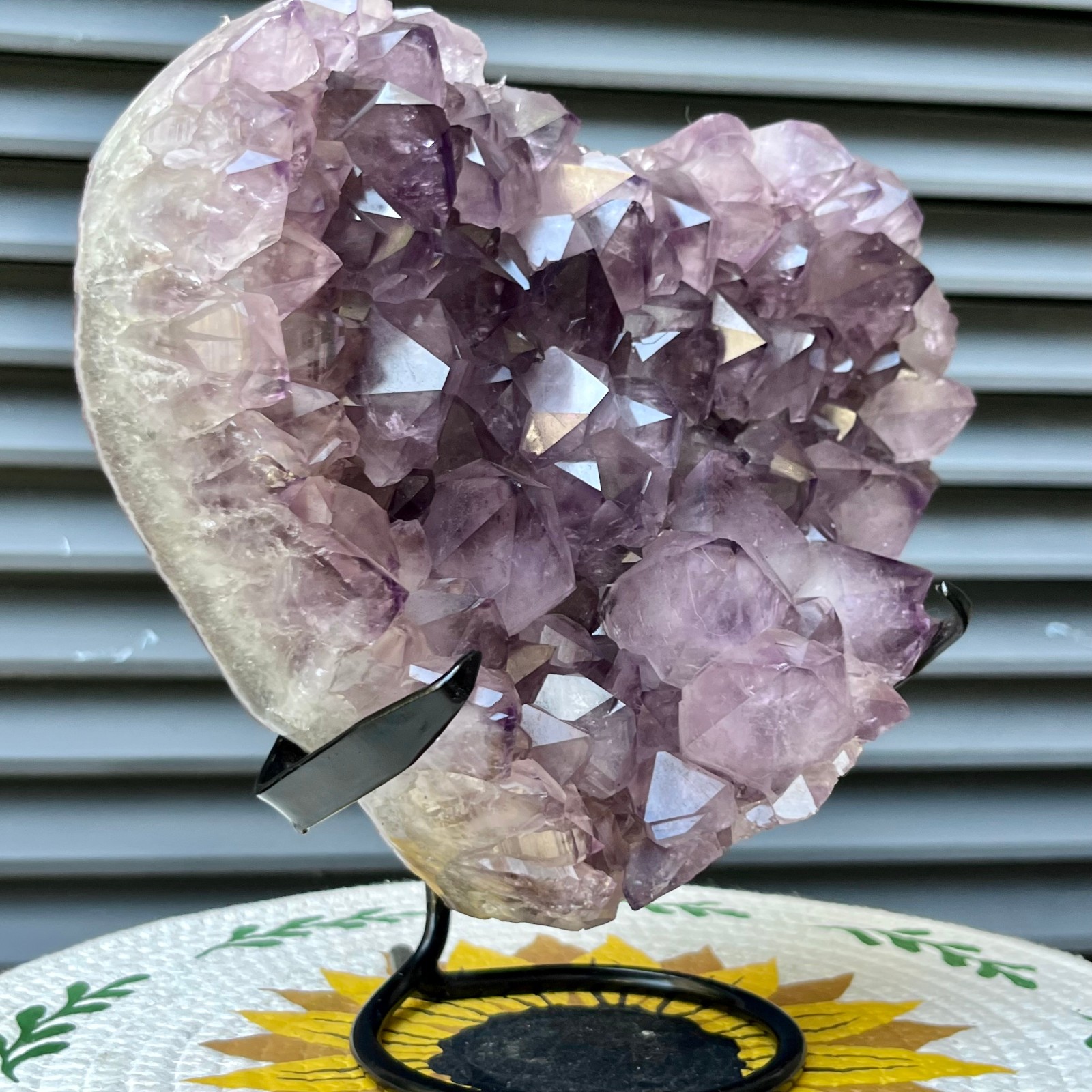 8.3 lb Natural Amethyst Cluster Heart Crystal Specimen Collectible Display Stand