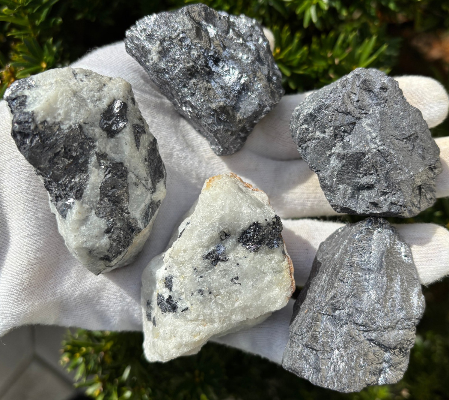 796g/1.75lb LOT 5 GALENA QUARTZ SILVER SPECIMENS ROUGH SPECIMEN METALLIC LARGE