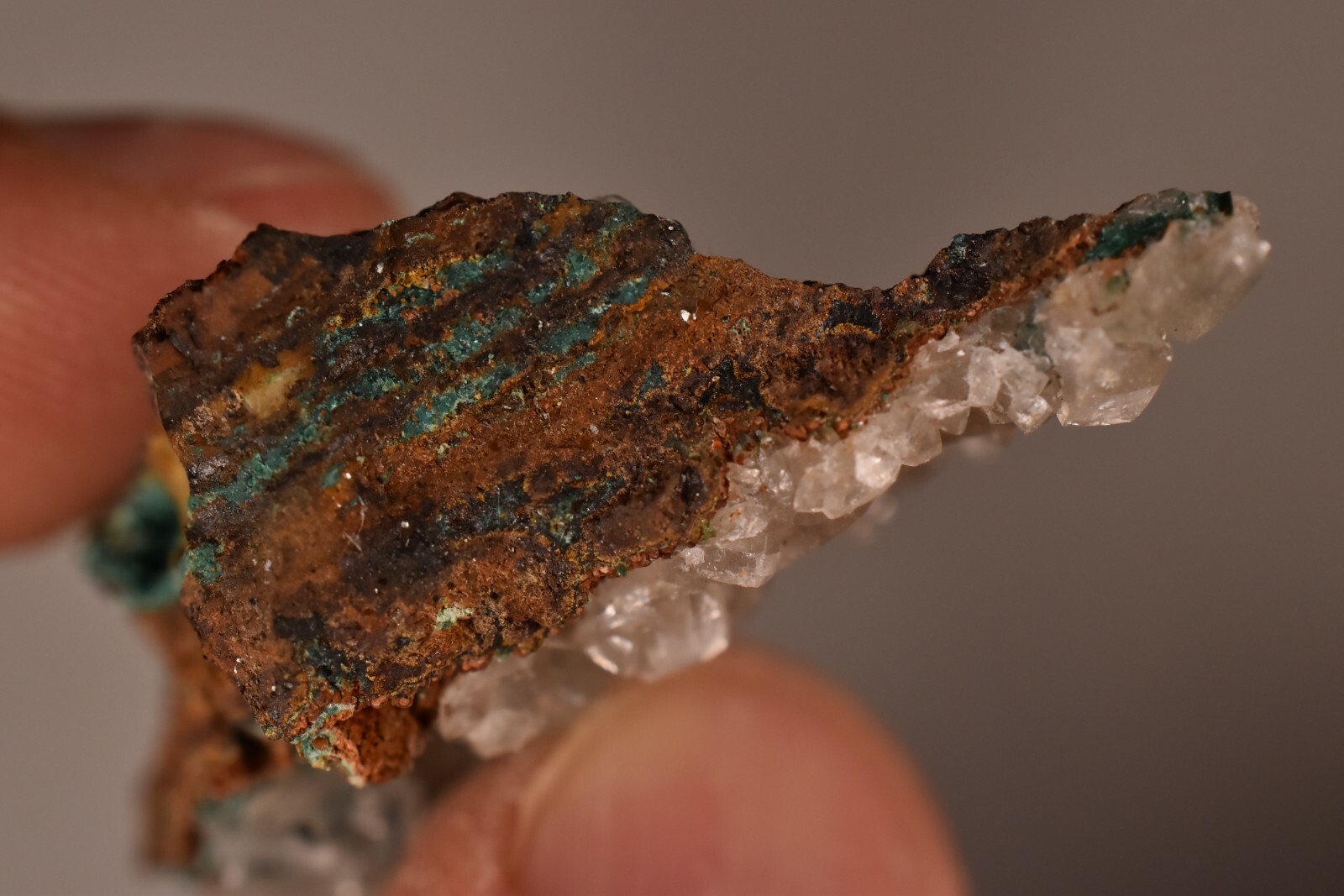 *MALACHITE & CALCITE* Cluster 4.8cm 19.7g Natural Rough Specimen Clear Crystals
