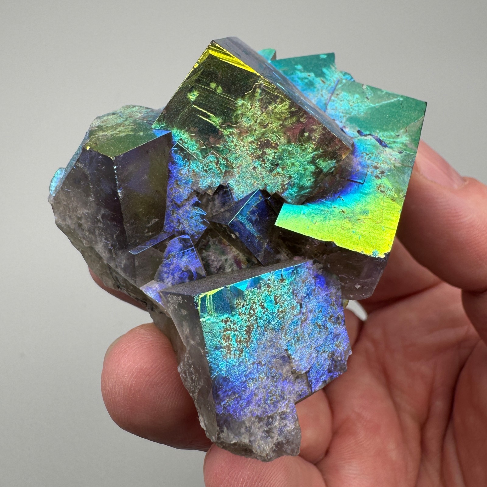 Aura Treated Fluorite from Diana Maria Mine, England – Fine Mineral Specimen