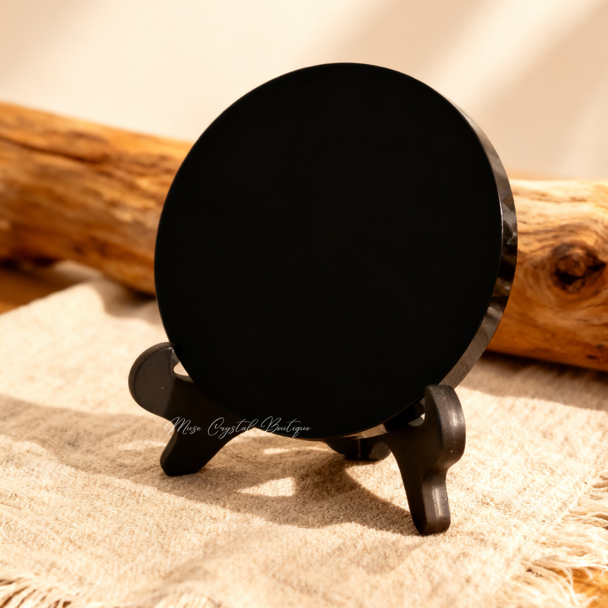 Black Obsidian Scrying Mirror Polished Healing Crystal Spiritual Decor Gift 1Pc