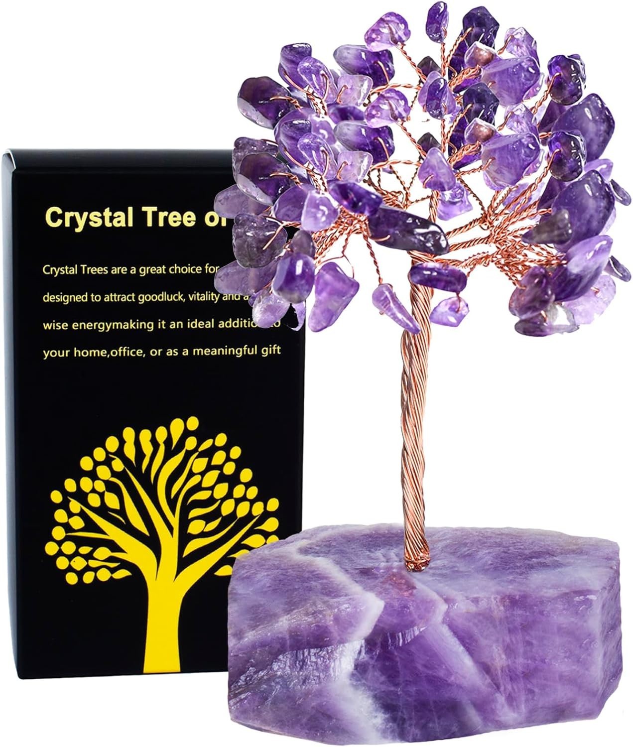 4 Inch Amethyst Crystal Tree of Life Reiki Healing Feng Shui Home Desk Decor