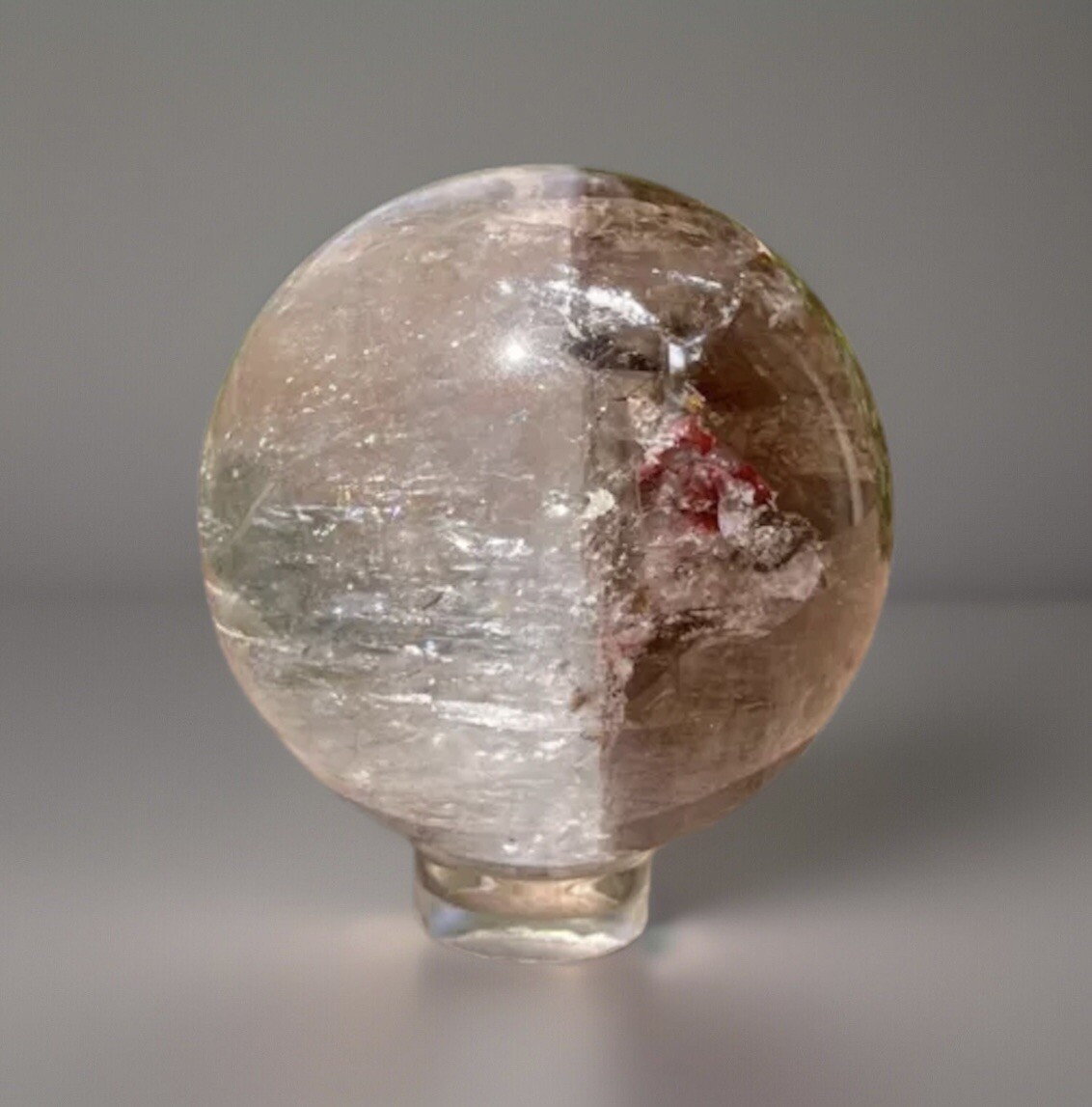 Bicolor Garden Quartz Sphere with Smoky Quartz Rare Collectors Crystal Gemstone