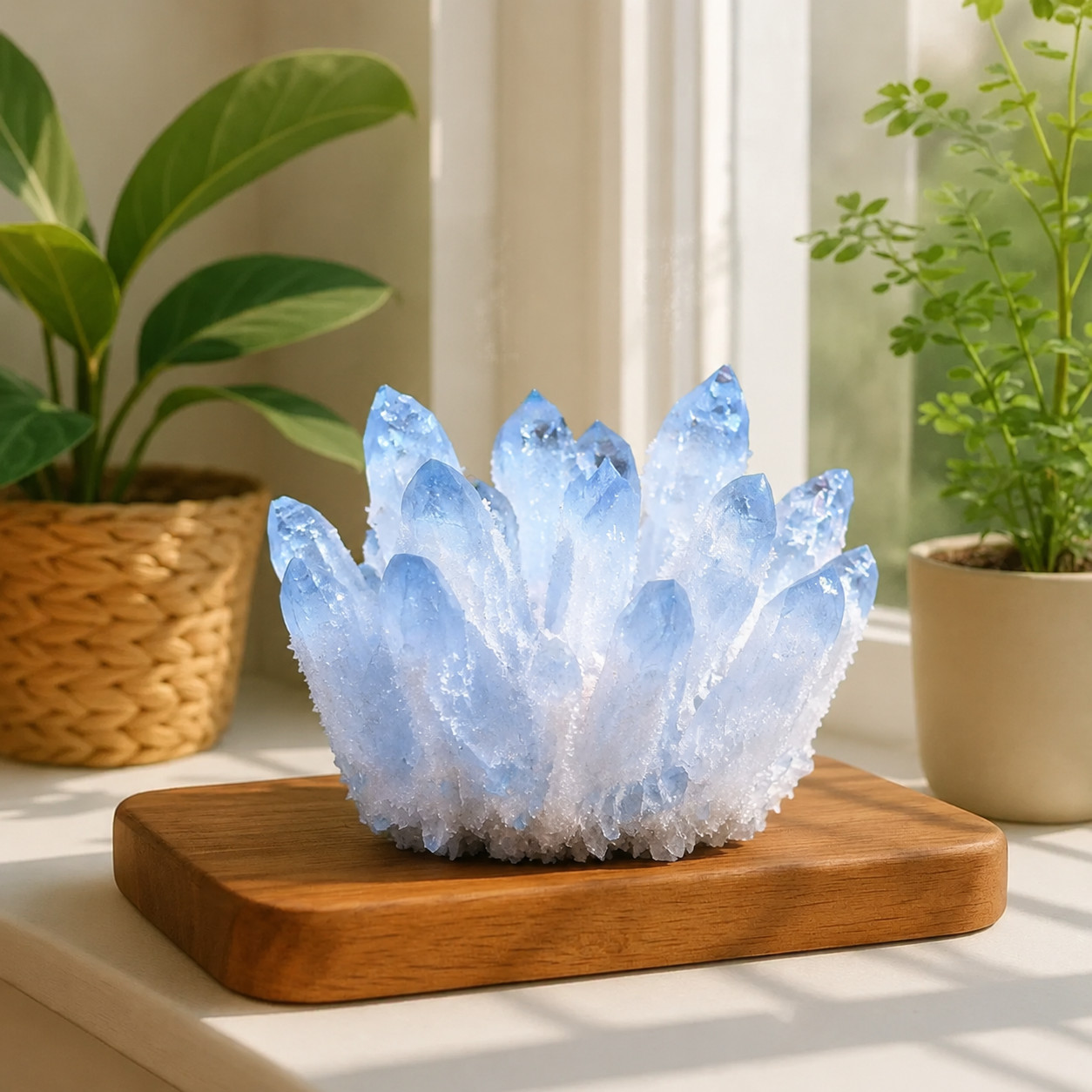 320g+ Blue Phantom Quartz Crystal Cluster Geode Vug Mineral Specimen Gift Decor
