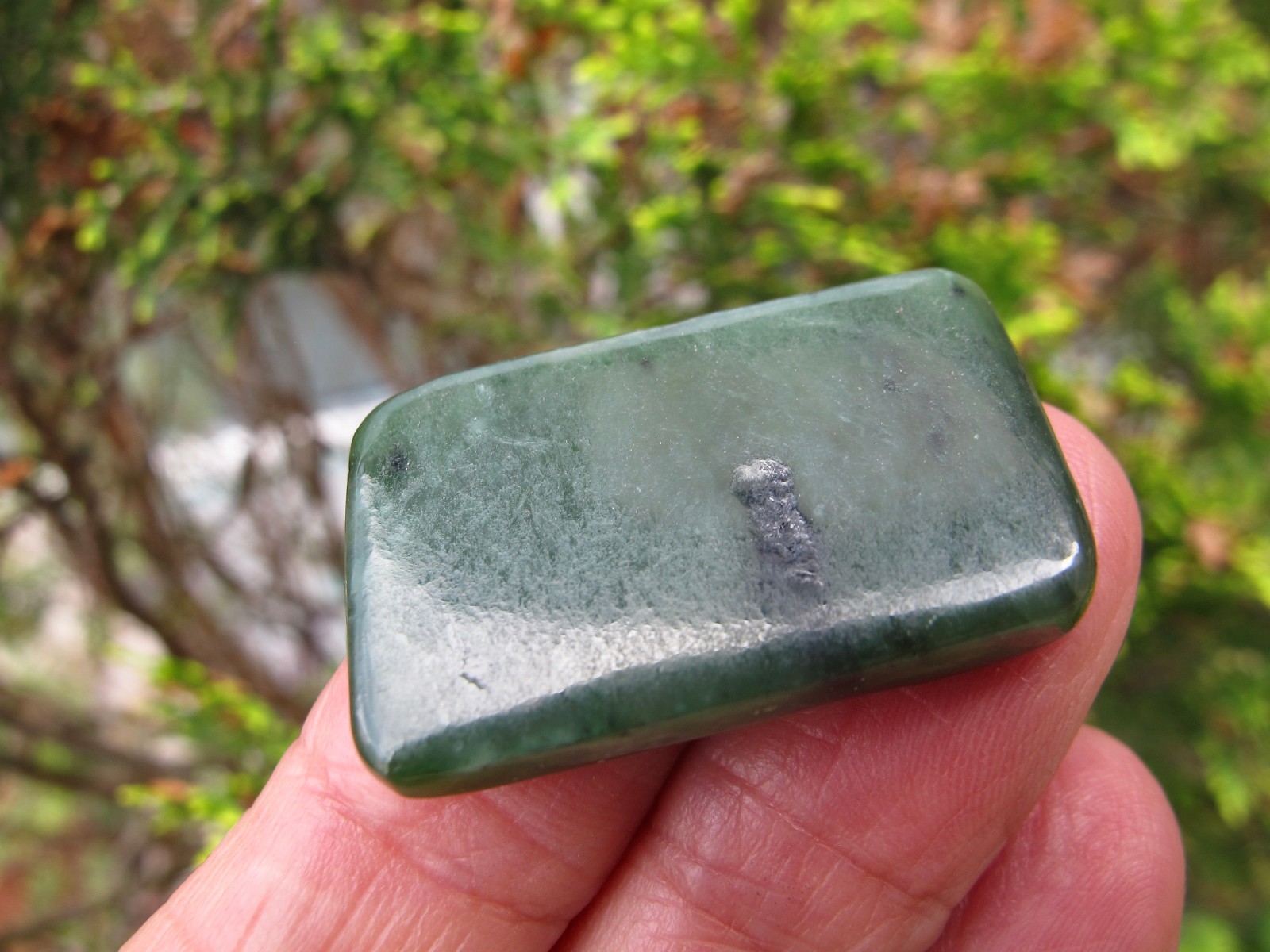 Nephrite Jade Authentic Crystal Polished Palm flat stone A luck heart chakra 8g