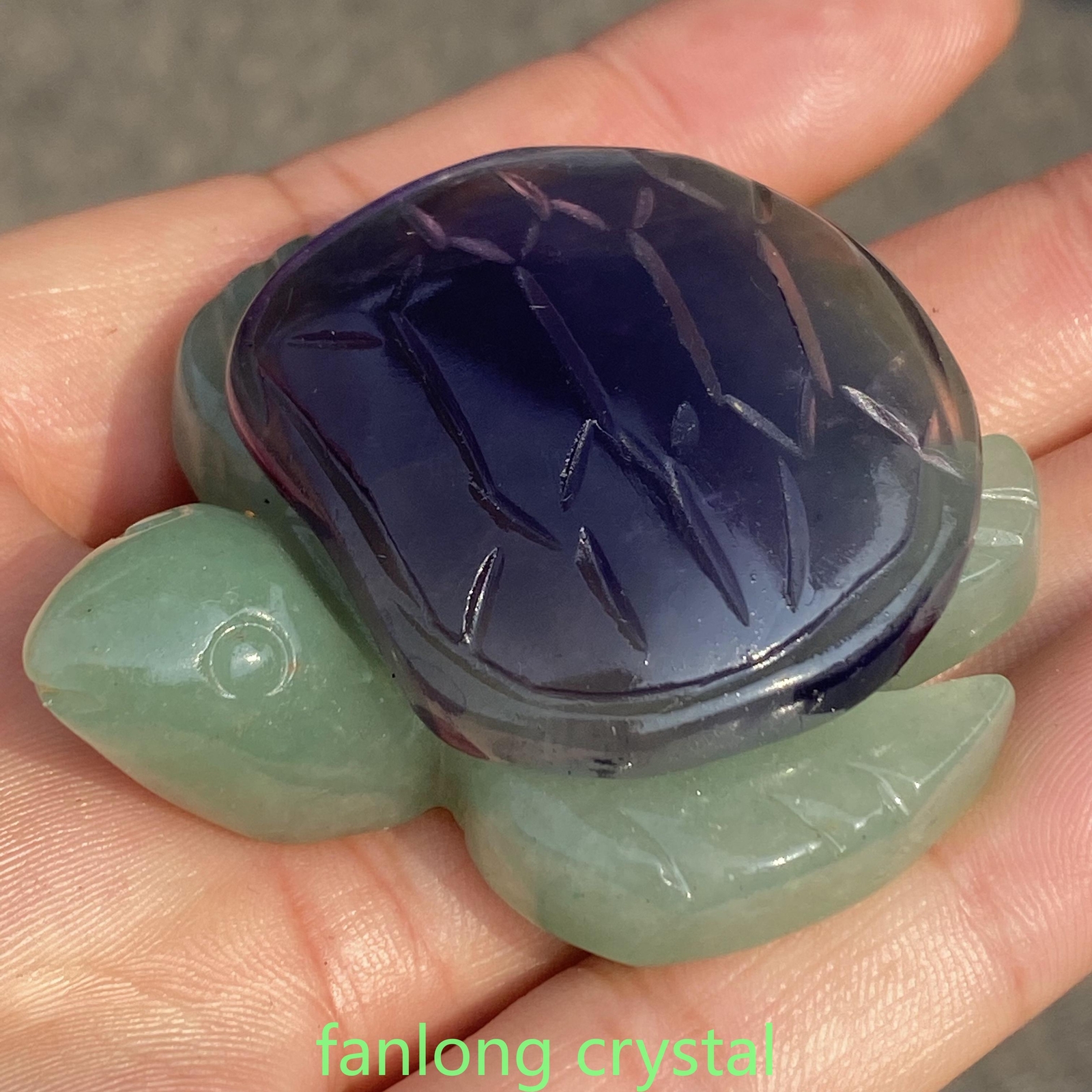 Natural Aventurine fluorite Sea Turtle Quartz Crystal Skull Carved Reiki 1pc