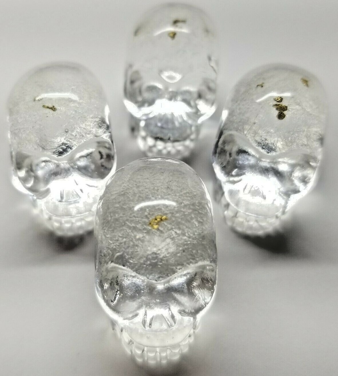 Small Real Alaskan Gold in Skull gemstone rock specimens .68″ Resin Base 1-pc