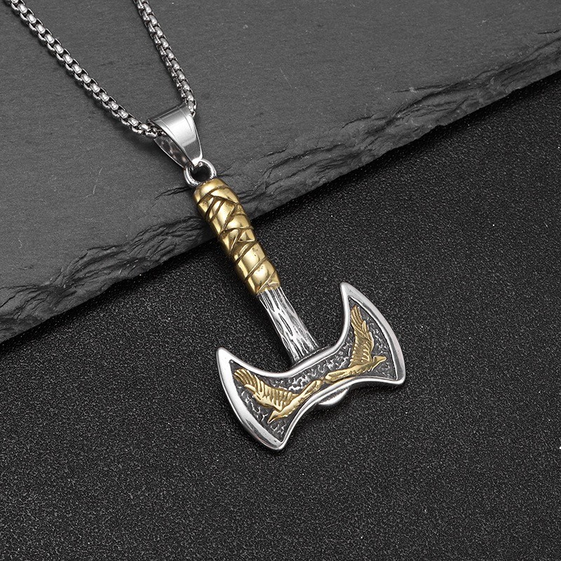 Fashion Jewelry Double sided axe Pendant Skull Necklace Gift Healing