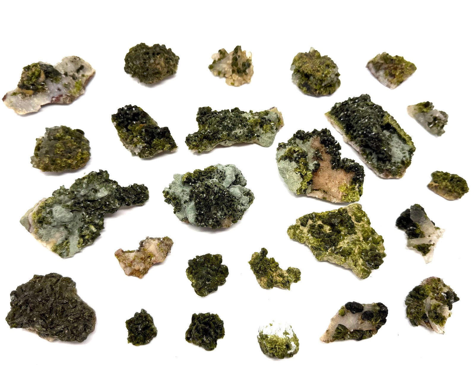 Natural Epidote with Quartz Crystal Clusters – Fairy Forest Quartz Minerals