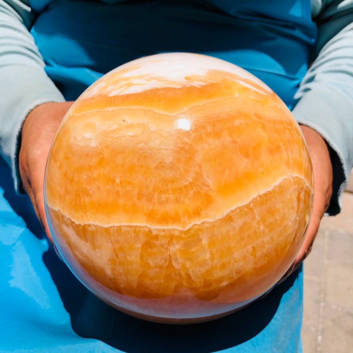 4610G Top Natural Yellow Calcite Ball Quartz Crystal Ball Reiki Healing 5525