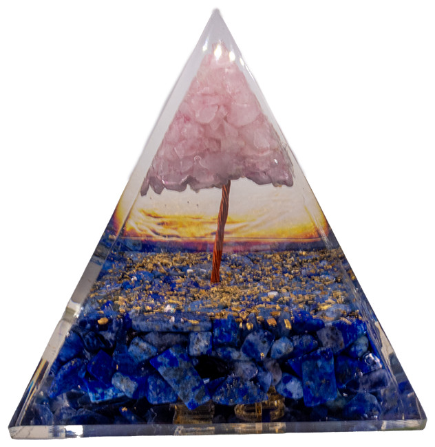 Lapis Lazuli and Rose Quartz Triangle Orgonite Pyramid – Vibe Products