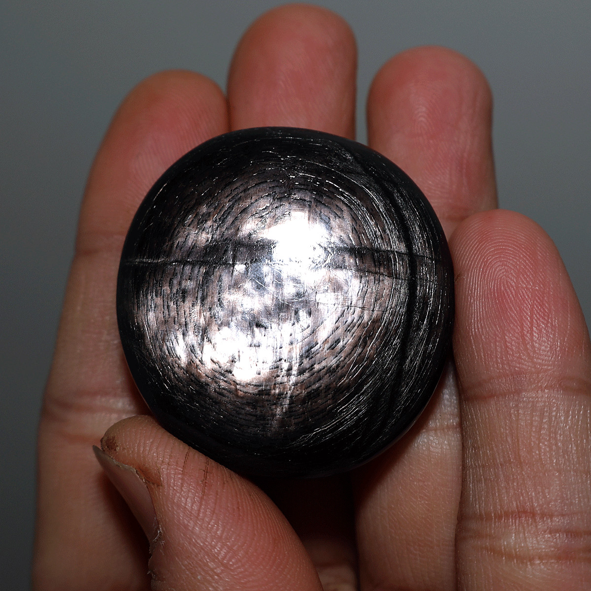Hypersthene Flash Palm — Metallic Shimmer Meditation Stone— Liquid Silver Shadow