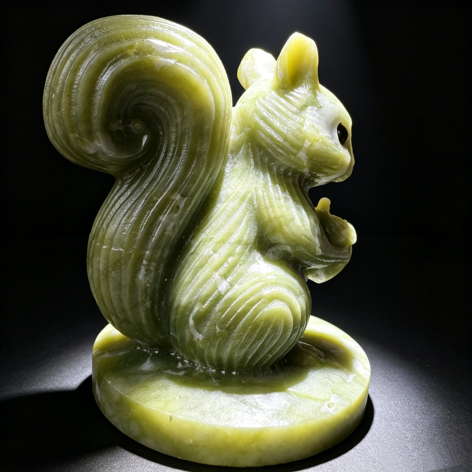 Cauliflower Jade Squirrel Carving Natural Stone Animal Figurine Sculpture Desk