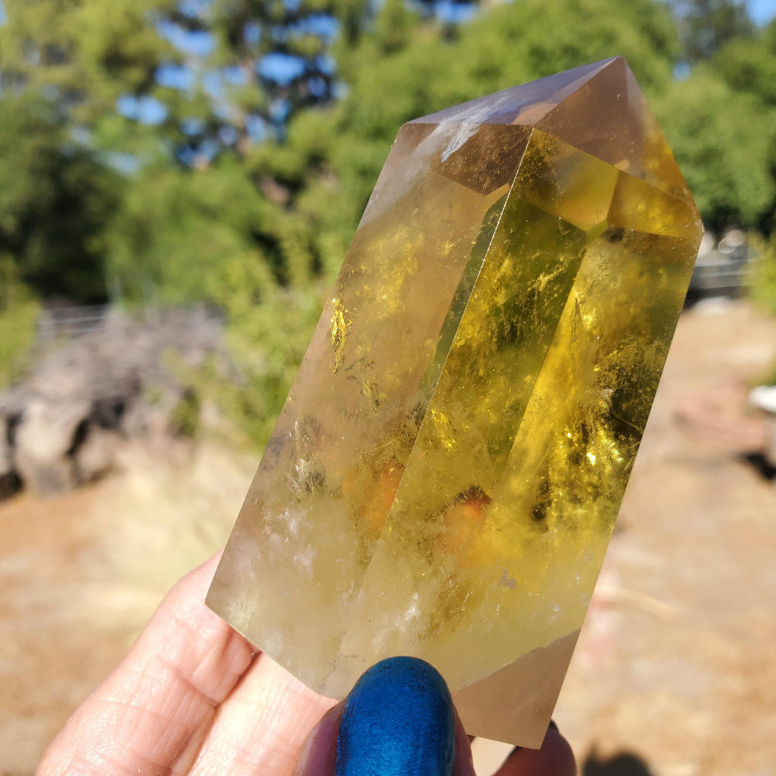 Citrine Clear Yellow Gold Phantom Flash Point Tower Crystal 188 grams