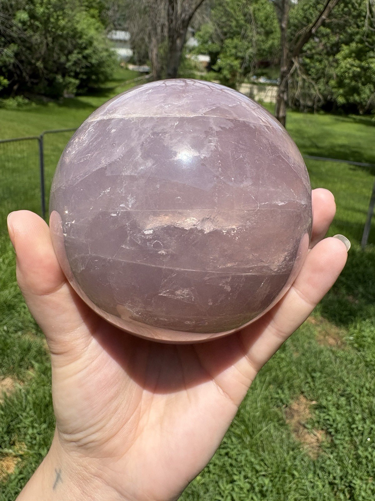Large Lavender Rose Quartz Sphere
