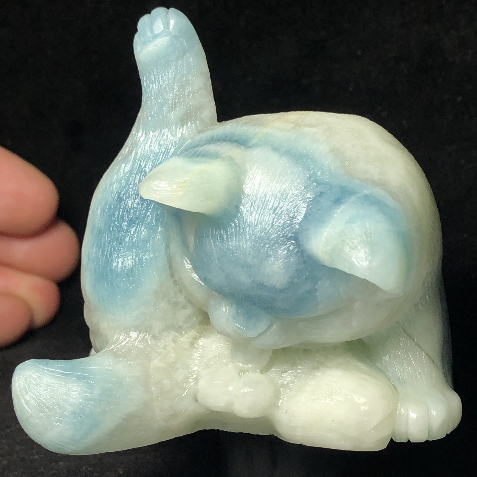 CAT HAND-CARVED NATURAL AMAZON STONE CRYSTAL QUARTZ MINERAL SPECIMEN COLLECTION.