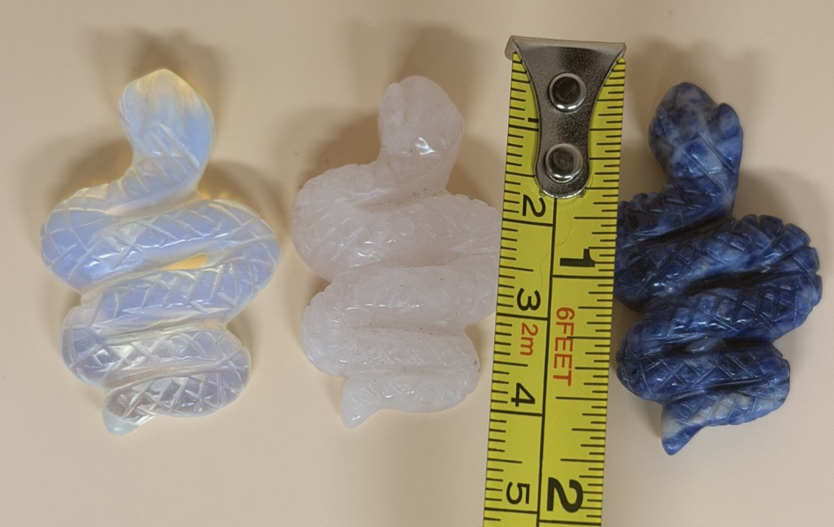 1.00oz 3pc Snake Set Opalite Rose Quartz Sodalite Approx 1.5″