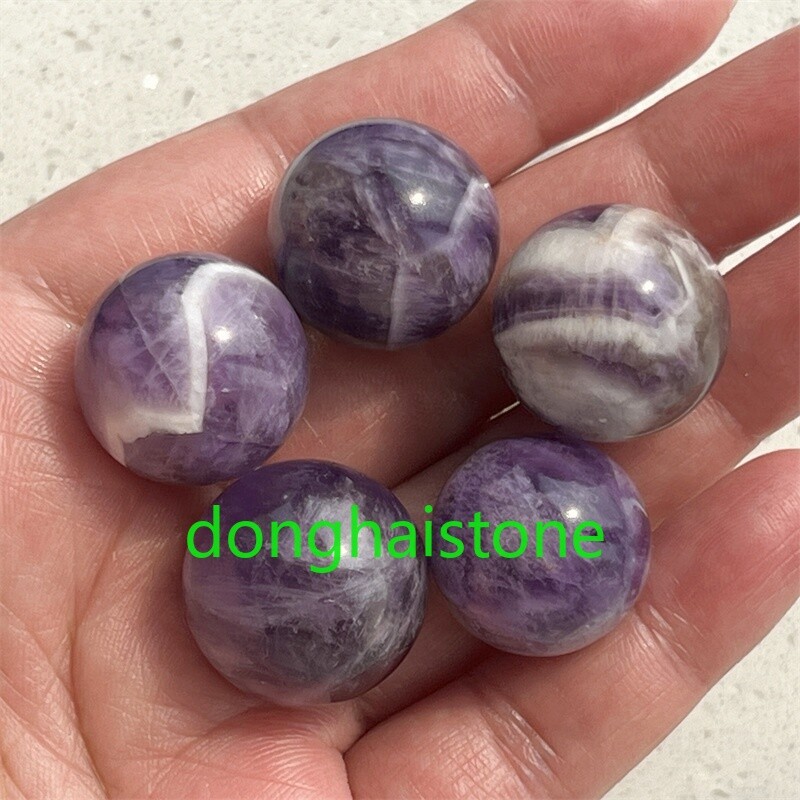 5pcs Natural Dreamy Amethyst Sphere Quartz Crystal Ball Reiki Healing 17mm+