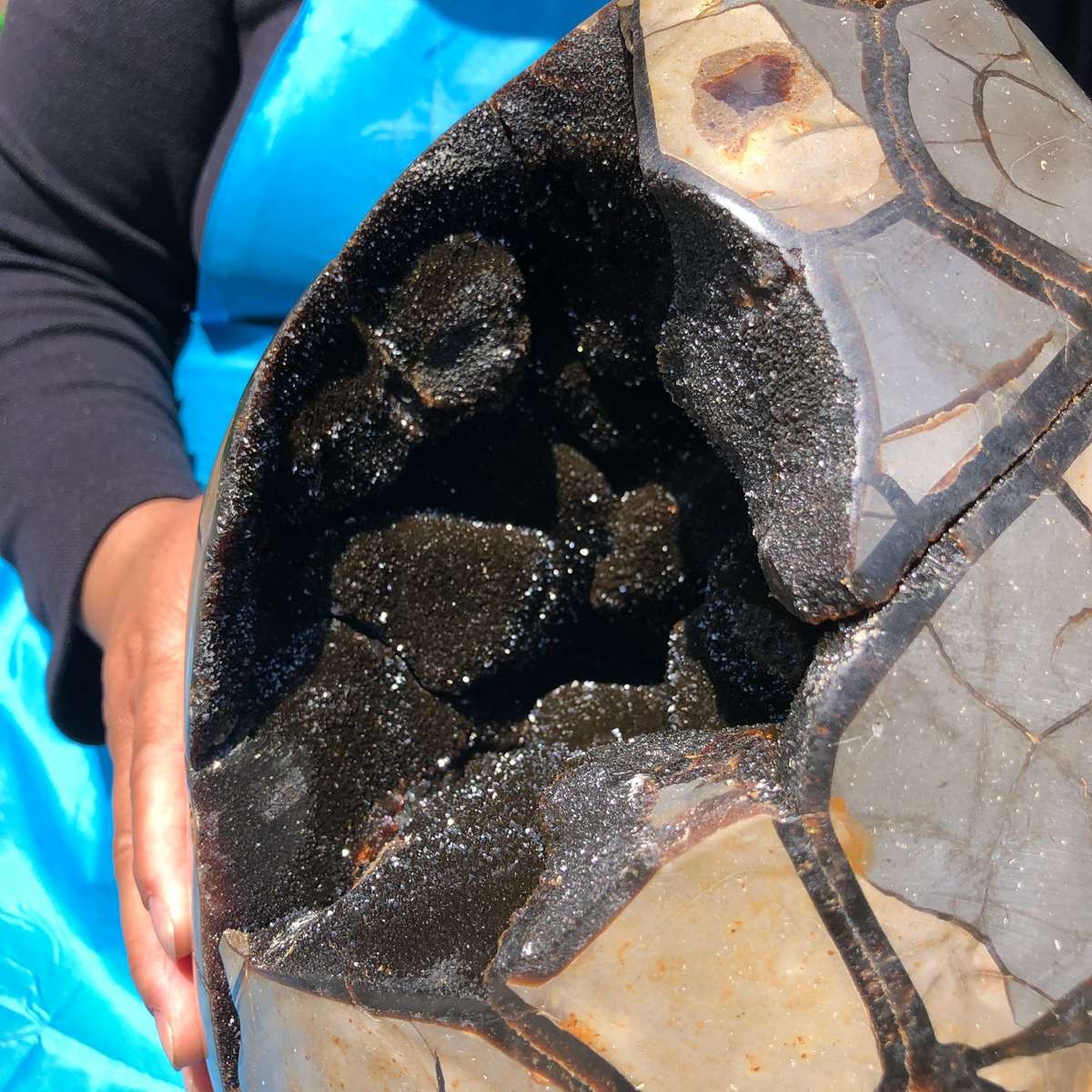 18KG Natural Turtle Back Stone Dragon Crystal Cave Crack Gem Healing 4333