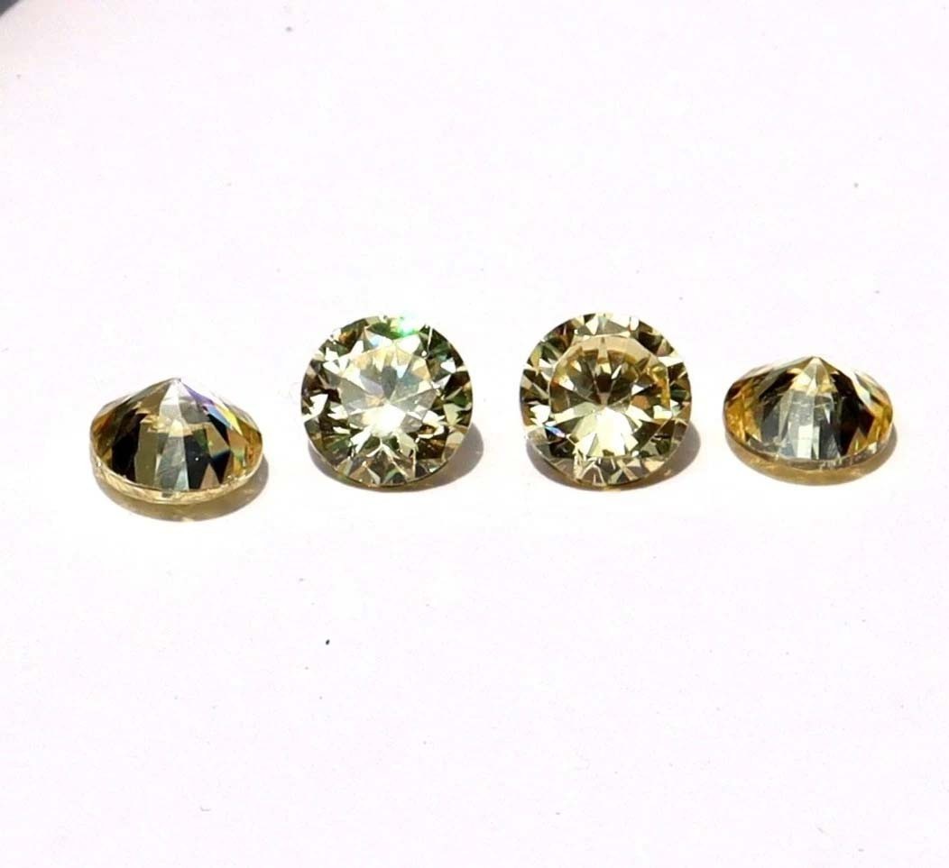 4 Pcs , 16 Ct Round Cut Cambodian Light Yellow Zircon Certified Loose Gemstones