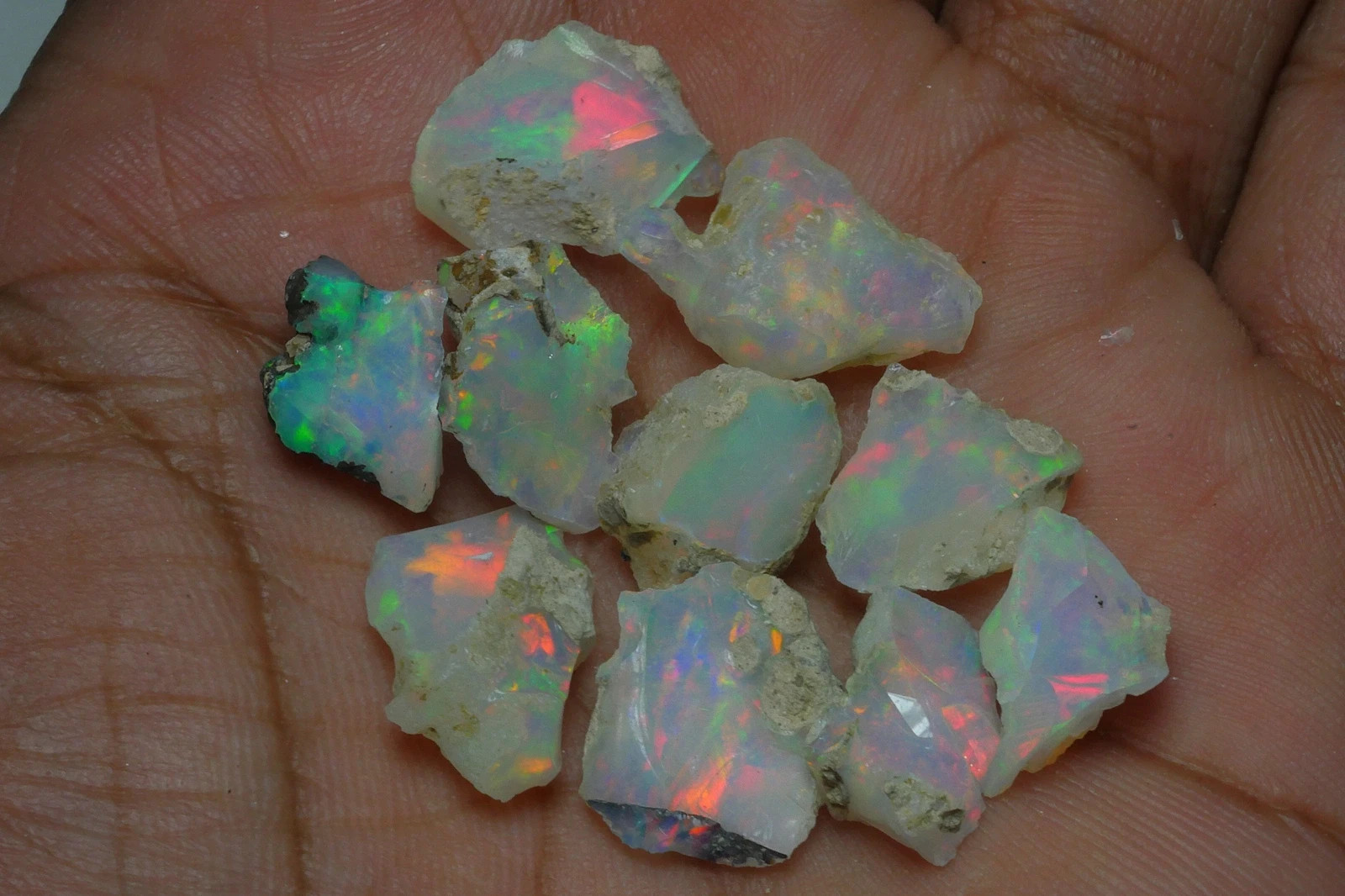Natural Ethiopian Opal Parcel (10 Pieces, Multicolor Rough Opals)