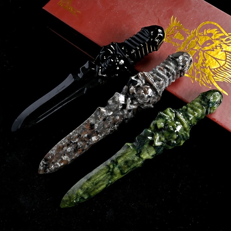 5.91inch-Hand-carved Crystal Sword Multi-material Quartz Dagger Healing Gift