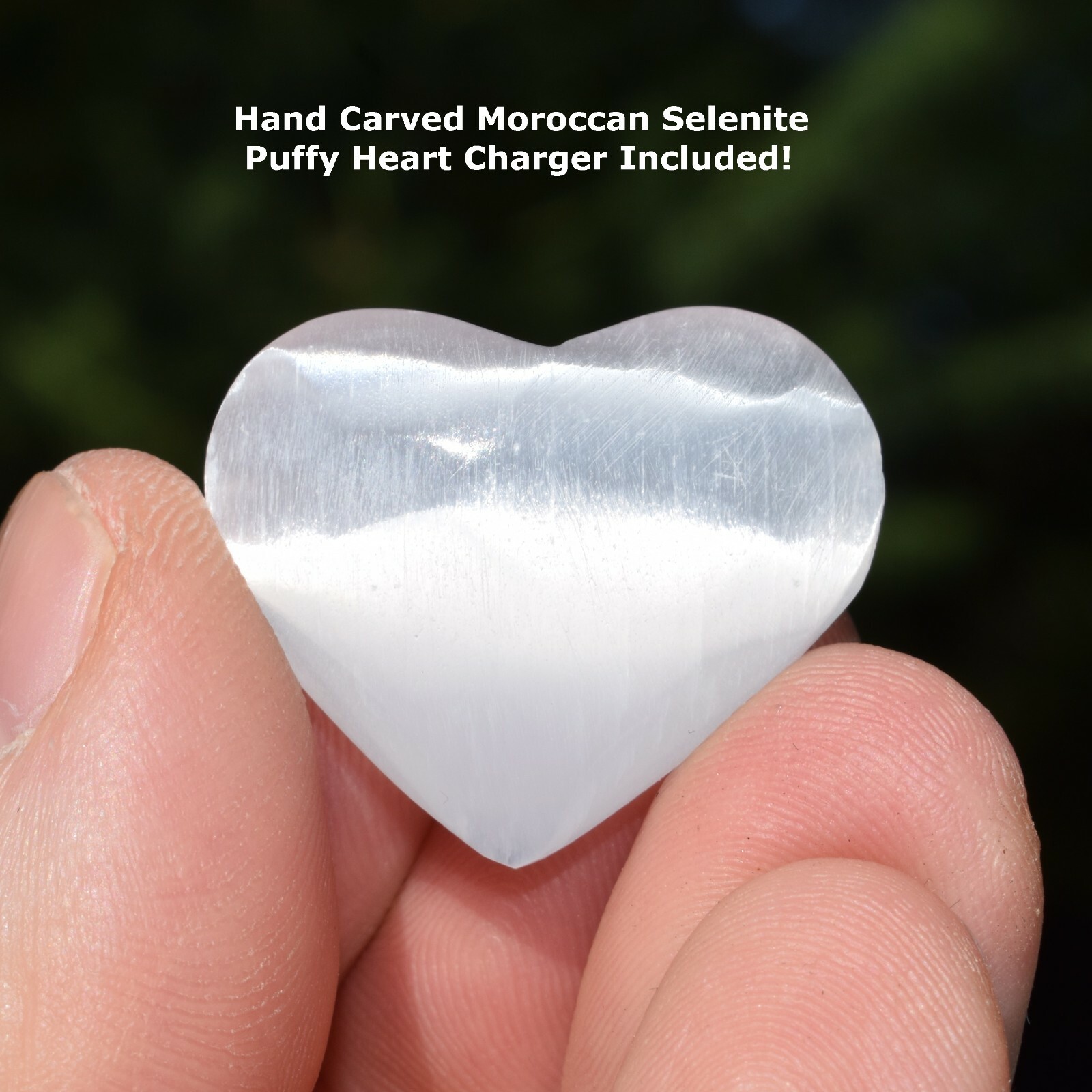 Charged Natural Blue Kyanite Nugget Stretchy Bracelet + Selenite Puffy Heart