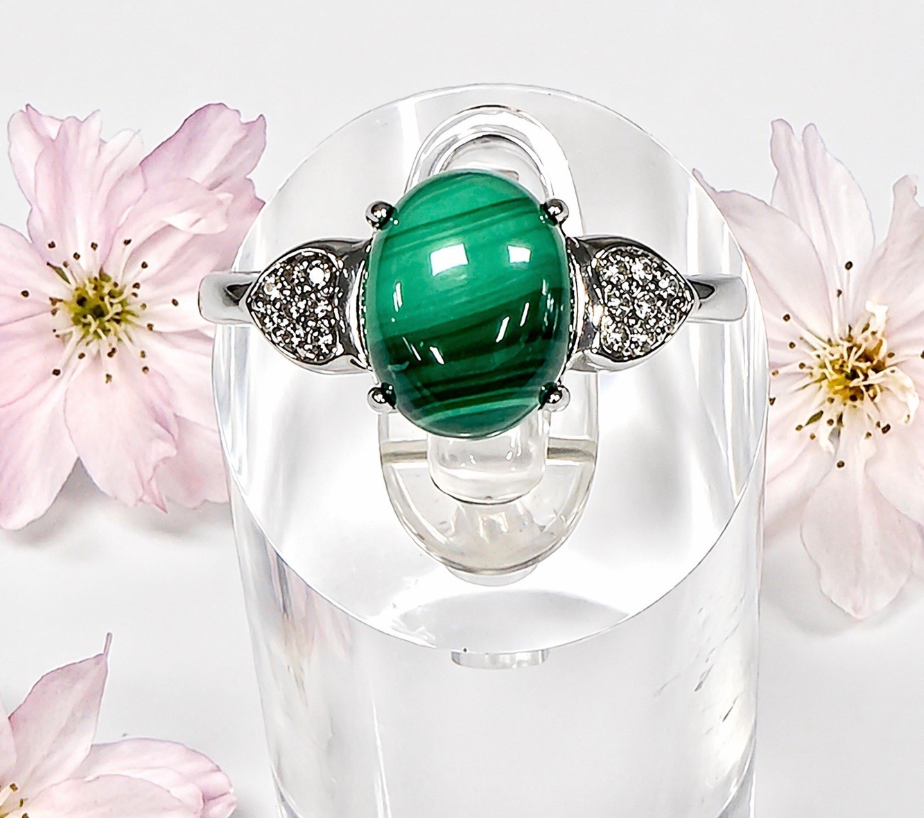 Wholesale 7 Pcs Natural Malachite Stainless Steel(316) Rings Crystal 8x10mm