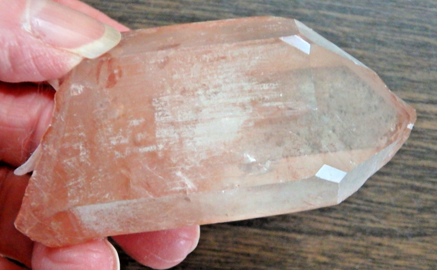 Pretty Crystal Pink Quartz Twin Point Lemurian $60 💗88.3 grams