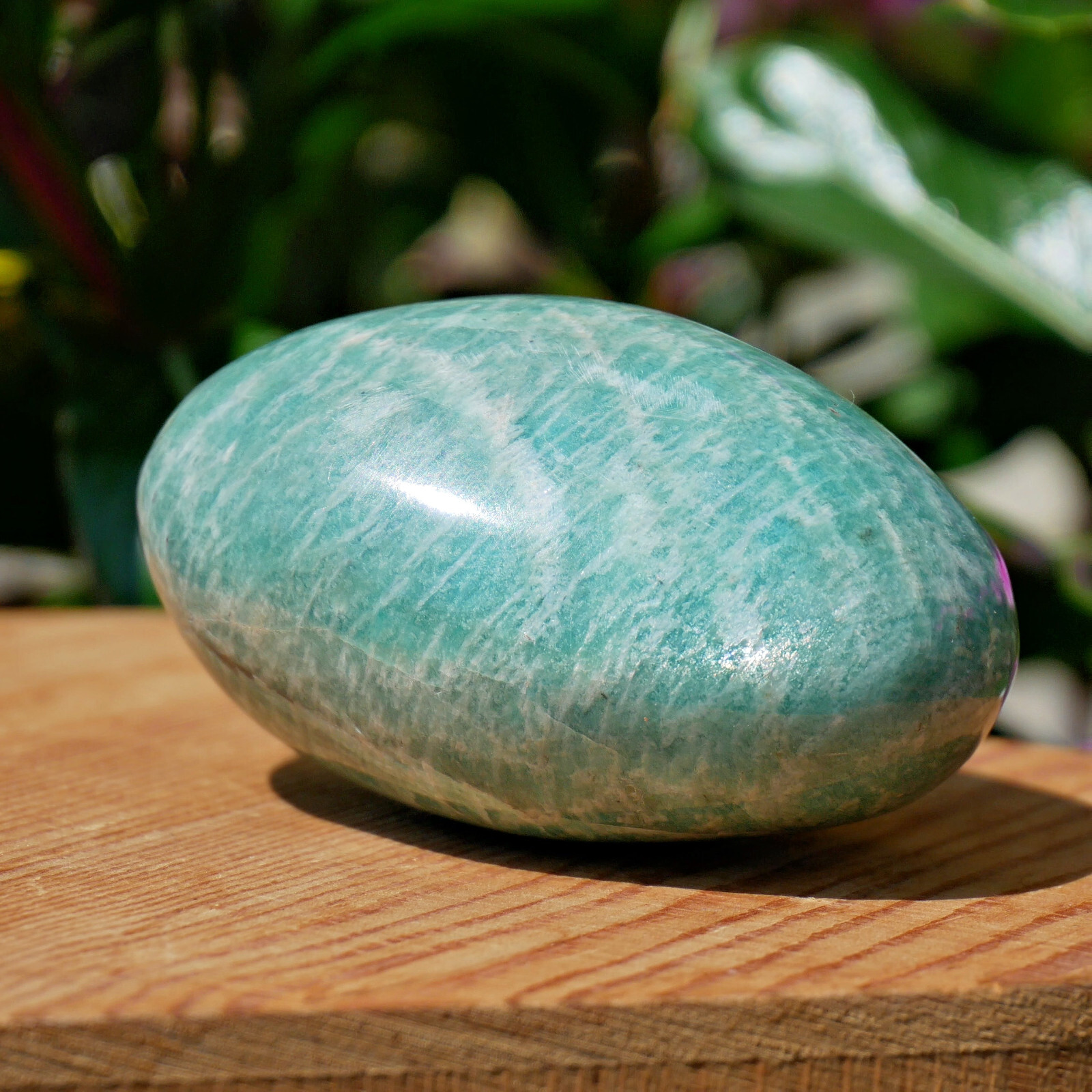 2.2″ Beautiful Amazonite Crystal Palm Stone Calming Meditation Worry Stone Gift