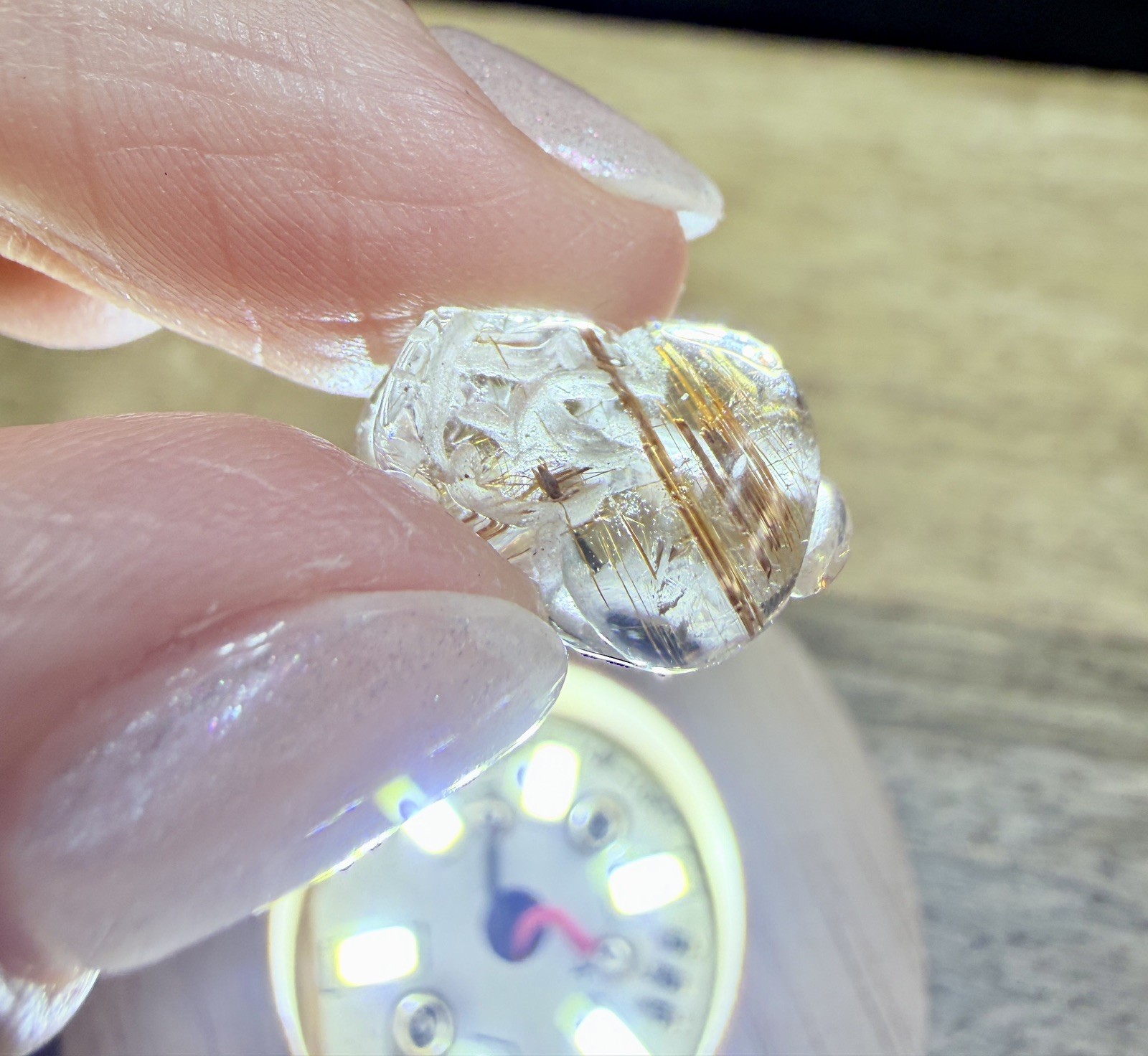 Crystal Golden Rutile Quartz Tiny Pixiu Carving Chinese Feng shui collect Mini
